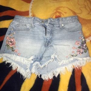 Mossimo High Rise Embroidered Denim Shorts